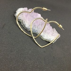 Goldtone open heart hoops